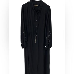 Black abaya full length maxi dress women’s jilbab size L, 48 EU and Middle East